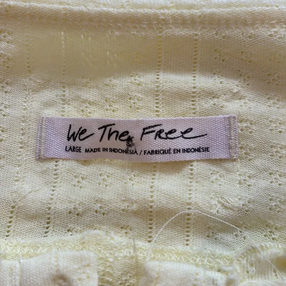 Free People/We the Free Penny Pointelle Cardi in Tender Yellow Size L. NWT Tees - Long Sleeve